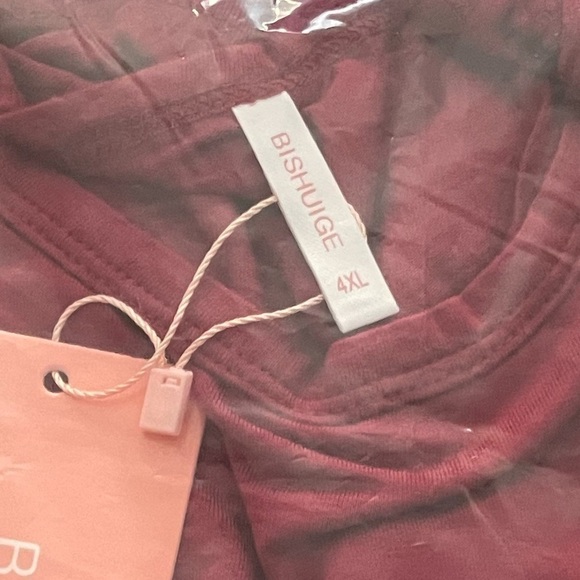 Plus Size Maxi Dress Long Sleeve Empire Waist Size 4XL /26 Burgundy Wine Color - Picture 6 of 11